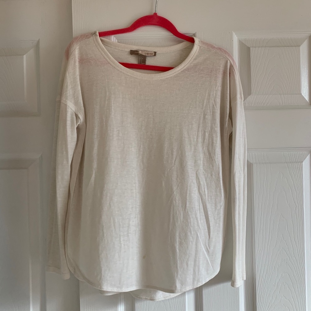 Forever 21 Cream Long-sleeve Shirt